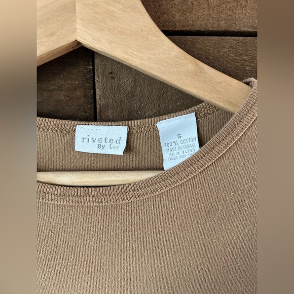 Vintage Riveted by Lee Tan Cotton Long Sleeve Tee Roll Tab Sleeve Small - Picture 7 of 11